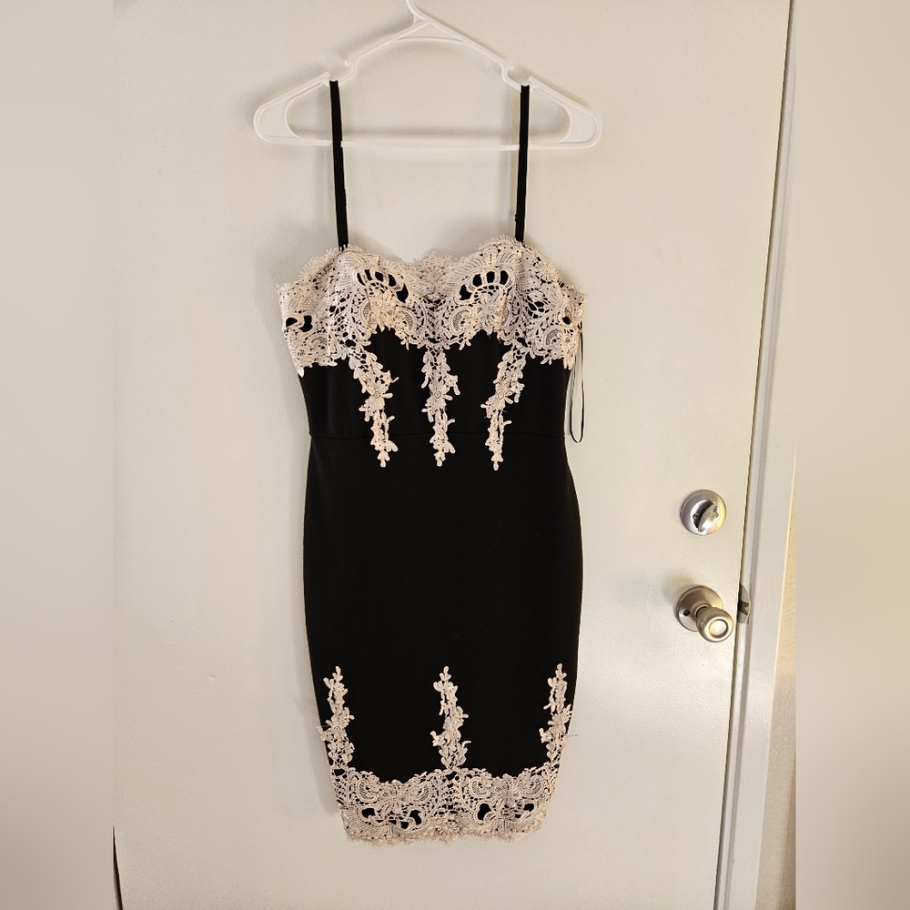 Haute Monde Black Dress with Cream Lace